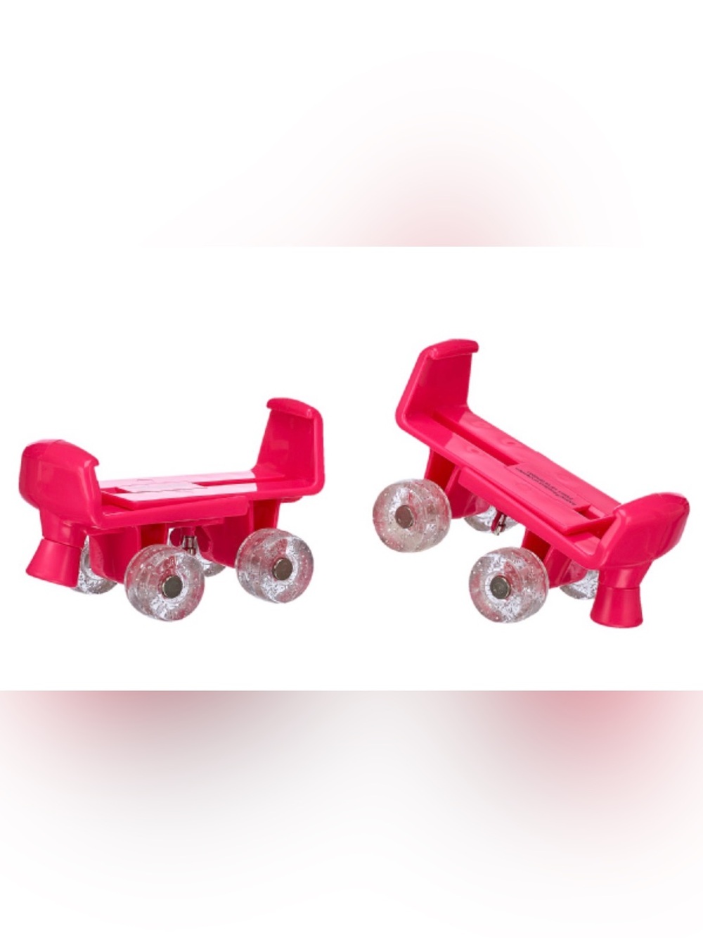 Build-A-Bear Hot Pink Roller Skate Toe Stops with Clear Glitter Wheels